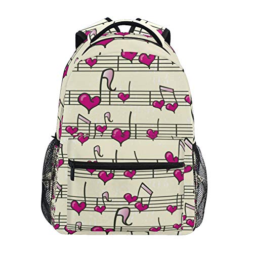 RELEESSS Schulrucksack Musik-Herznote Schultasche Leichte Büchertaschen Laptop Rucksack für Jungen Mädchen Kinder Unisex