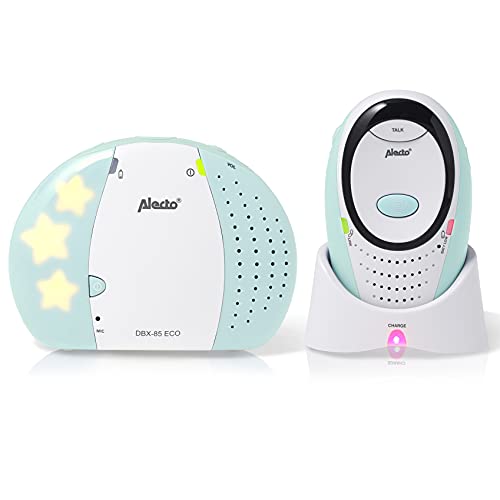 Alecto Baby DBX85MT Babyphone Audio - Babyphone mit 100% störungsfreier und sicherer Verbindung - Gegensprechfunktion - Integriertes Nachtlicht - DECT-Klangqualität - Weiß/Minzgrün