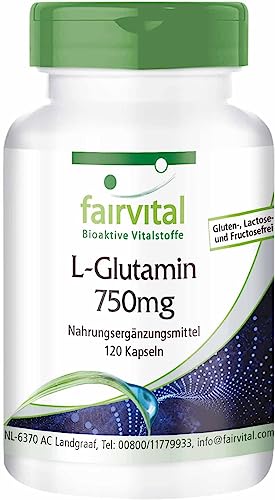L-Glutamin Kapseln 750mg - HOCHDOSIERT - VEGAN - 120 Kapseln - freie Form der Aminosäure