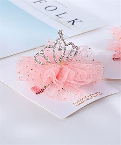 Seitenclip Geburtstag Kopfschmuck Mesh Prinzessin Serie Mädchen Haarnadel Snap Haarspangen Haarspangen for Mädchen 1St (Color : A Deep pink)
