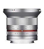 SAMYANG APS-C Weitwinkel Festbrennweite Objektiv für Sony E-Mount, manueller Fokus, für Kamera Alpha A6000 und A5000 Serie Nex, silber 12 mm / F 2,0 NCS CS