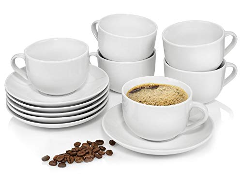 Sänger Kaffeetassen Set New Port 12 teiliges Tassen Set für 6 Personen aus Porzellan, Tassen und Untertassen, erweiterbar, Alltag, besonderes Frühstück | 250ml