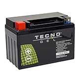TECNO-GEL Motorrad-Batterie YTX9-BS, 12V Gel-Batterie 9Ah, 151x87x105 mm inkl. Pfand