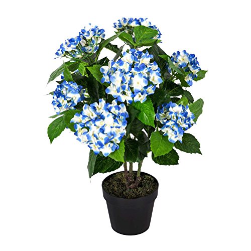 Homescapes Kunstpflanze Kunstblume Blaue Hortensie im Topf 70 cm hoch
