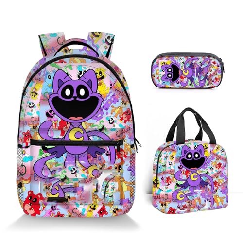 Smiling Critters Anime Backpack, Smiling Critters Series, Smiling Critters Lightweight Backpack, Meal Bag, Pencil Case, Backpack for Boys and Girls, Gifts for Men and Women