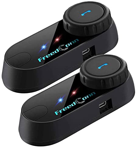 FreedConn T-COM VB Motorrad Bluetooth Kommunikation Headset Intercom-Lautsprecher für Motorradfahren Skifahren 2-3 Fahrer GPS FM Radio Full Duplex-Freisprecheinrichtung BT 800M (2er-Set Intercom)