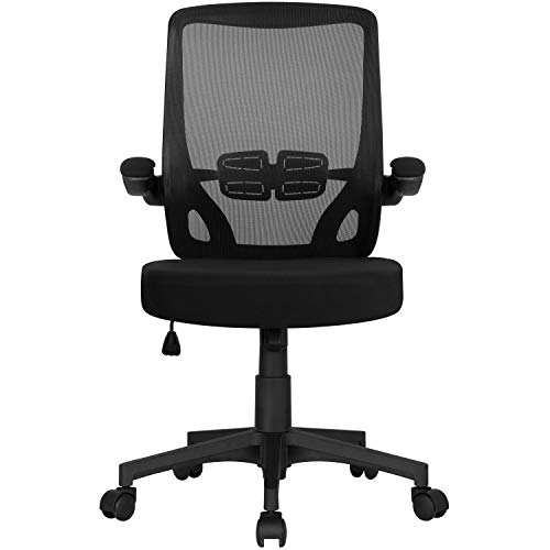 Yaheetech Bürostuhl ergonomischer Drehstuhl mit klappbaren Armlehnen Computerstuhl Chefsessel Höhenverstellung Office Stuhl