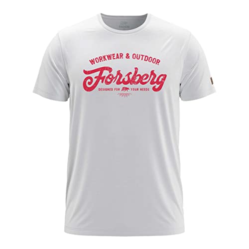 FORSBERG Överson T-Shirt mit Retro Brustlogo Rundhals für Herren weiß rot, Farbe:Weiss, Größe:M