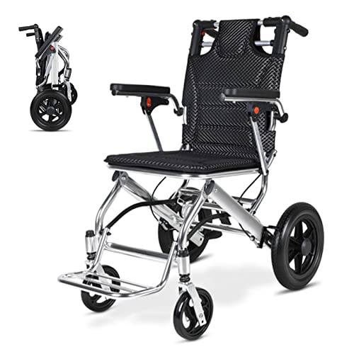 Ultraleicht Rollstuhl Faltbar Leicht Rollstühle mit Bremse, Reiserollstuhl für Behinderte und ältere Menschen, Transportrollstuhl, Schwenkbare Armlehne, Sitzbreite 40 cm,Weiß
