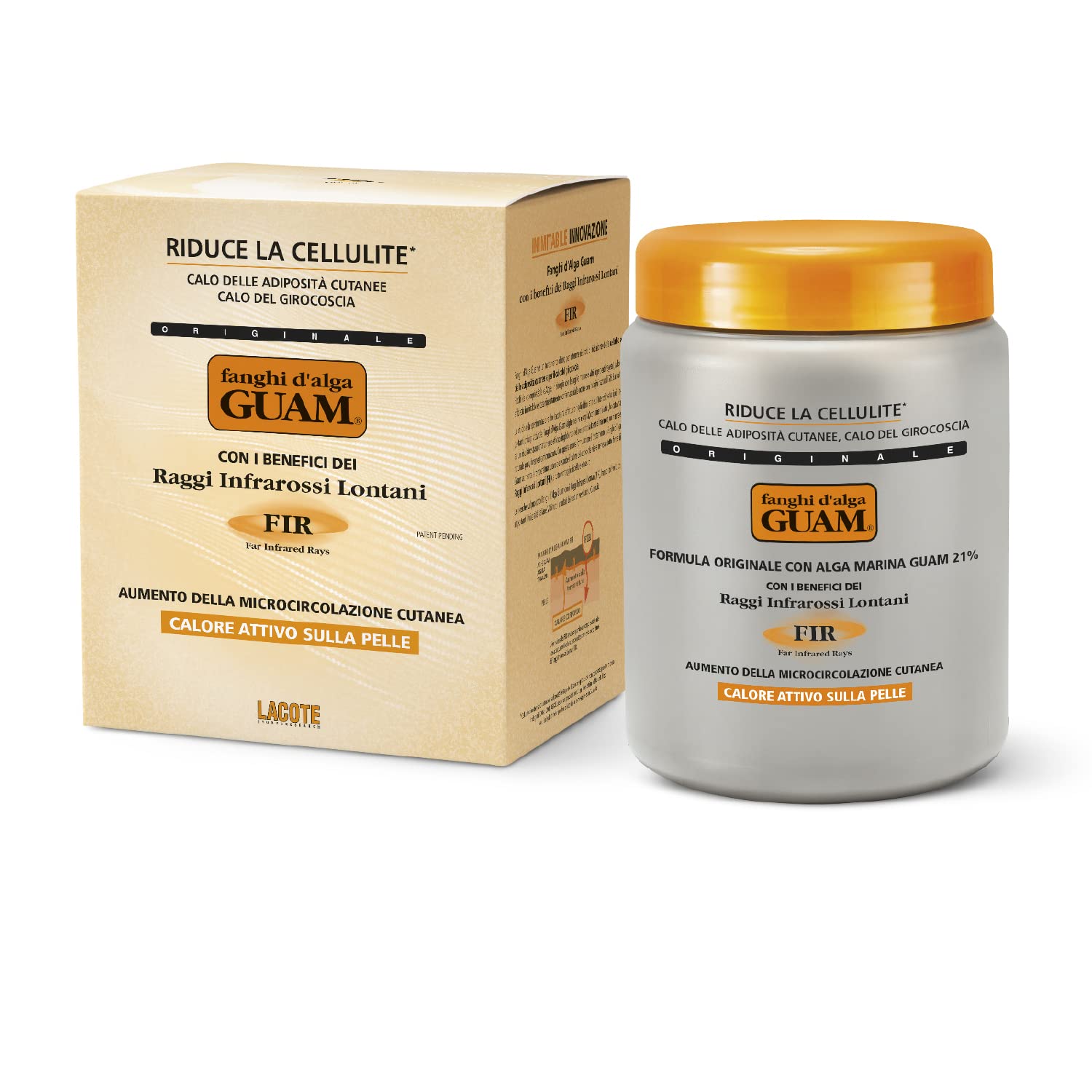 Guam, Algenfango Guam FIR, Reduziert Cellulite und Fettdepots, mit Tourmalinee für die Vorteile der Fernen Infrarotstrahlen, Aktive Wärme auf der Haut, Made in Italy, 1 kg Packung