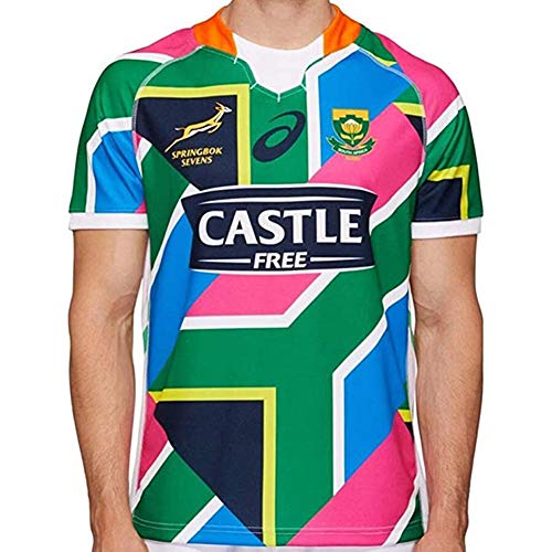 YINTE 2020 Südafrika 7s WM Rugby Trikot, 100. Jubiläum Edition Rugby Polo Shirt Training T-Shirt, Springbok Champion Signed Edition Unterstützer Fußball Sport Top White-XL