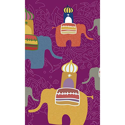 Plage Panorama-Tapete – Indische Elefanten, Violett, 1,5X 2,5m