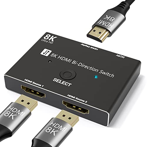 HDMI 2.1 8K-Splitter 2 In 1 Out Directional HDMI Switch 8K@60Hz 4K@120Hz Splitter 48Gbps Schnelle Geschwindigkeit Übertragung Konverter Kompatibel mit Xbox PS4/5 Projektoren Monitore