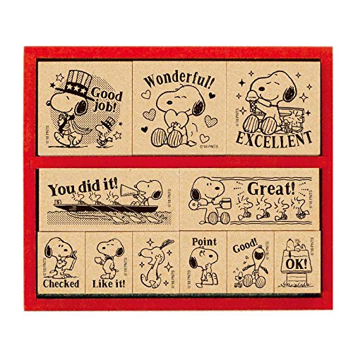 Beverly Snoopy Stamp Hanko Belohnungsstempel-Set, Holz, englische Aufschrift