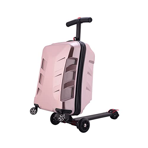 GCCSSBXF Smart Manned Riding Reisegepäck Koffer mit Roller, 53,3 cm, Pink – tragbar & abnehmbar, 120 kg Tragkraft, 120° Lenkung, TSA-Schloss – ideal für Erwachsene/Jugendliche, langlebig & stilvoll,
