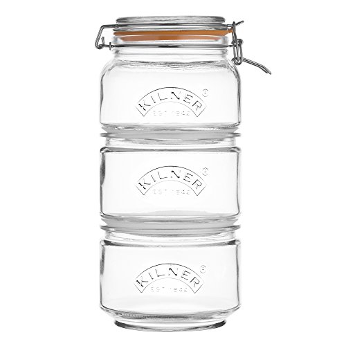 KILNER Vorratsglas, Glas, Edelstahl, (Set, 3 tlg., 2 x 0,88Liter, 1 x 0,9 Liter)