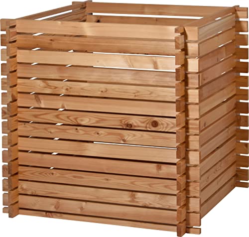 dobar 58630FSCe Komposter "Lärchi" - Holz-Komposter mit Stecksystem - Quadratischer Kompostbehälter aus Massivholz - Gartenkomposter 420 L - Bausatz - 79 x 79 x 79 cm - Natur