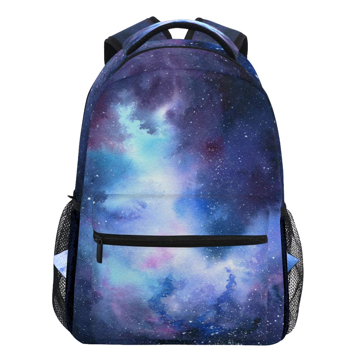 Oarencol Cosmic Galaxy Star Blauer Rucksack, bunt, Wasserfarben, Platz für Büchertasche, Reisen, Schule, Hochschultasche für Damen, Herren und Jungen