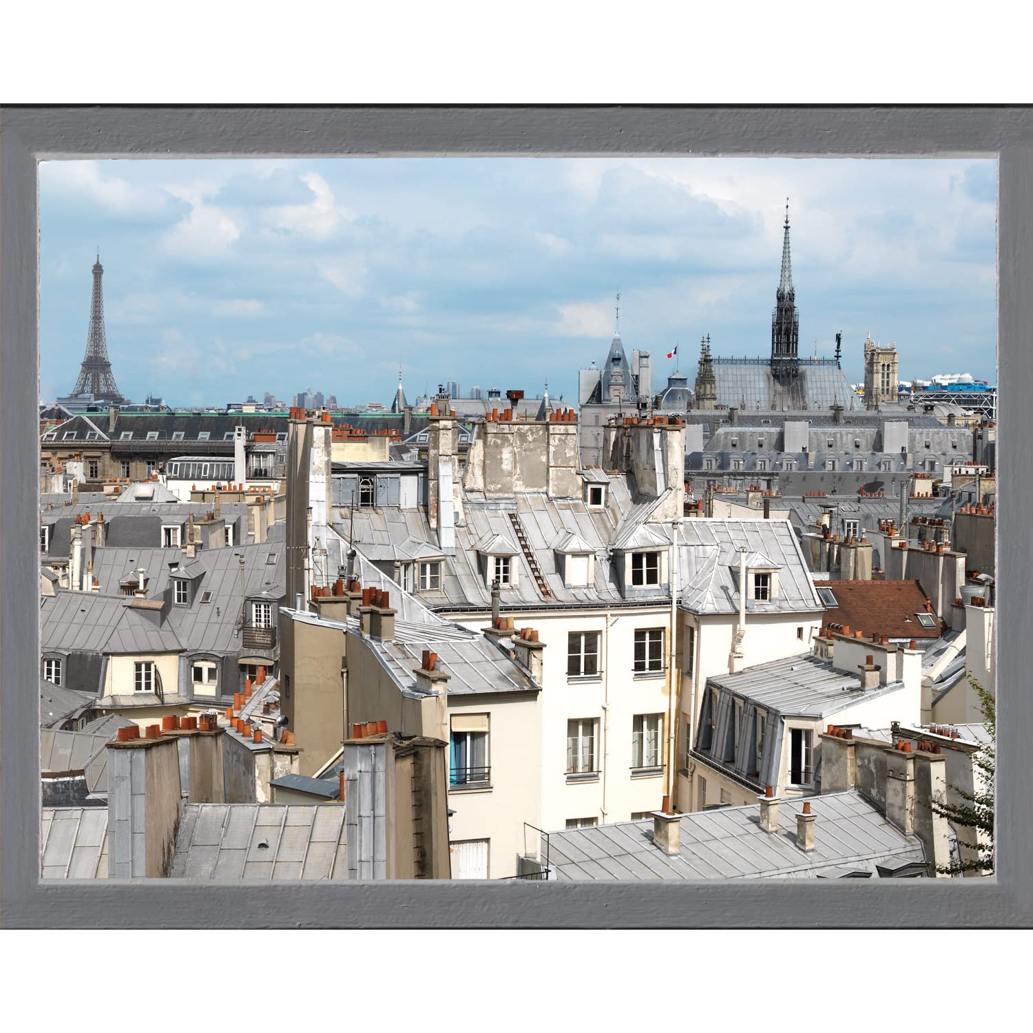 Plage Self Sticker Window Trompe L'Oeil Adhesive (Polystick) -Paris Roofs (60x75 cm), Vinyl, Colorful, 75 x 0.1 x 60 cm