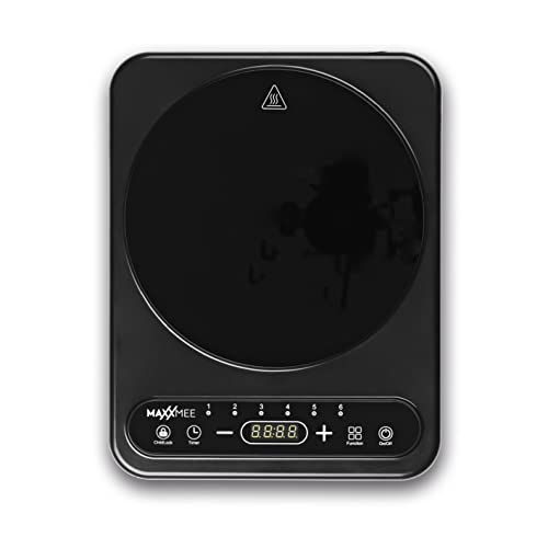 MAXXMEE Kochplatte Induktion | Induktionsherdplatte mit intuitiver Sensor-Touch-Bedienung | 8 einstellbare Leistungsstufen, 6 Automatik-Programme | leicht, kompakt für Küche & Camping [schwarz]