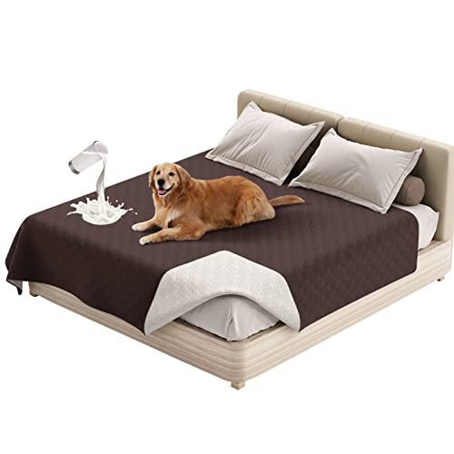 SHUOJIA Waterproof Blanket Dog Bed Cover Non Slip Large Sofa Cover Incontinence Mattress Protectors for Car Pets Dog Cat (68x82in,Brown)