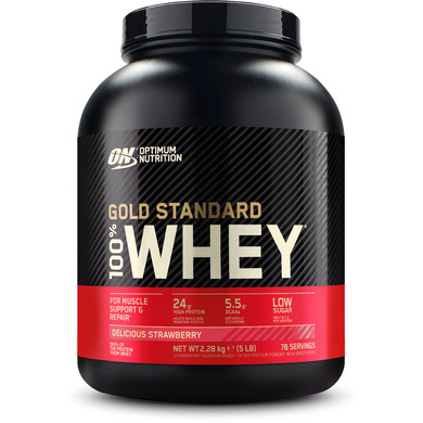 Optimum Nutrition 100% Whey Gold Standard, 5 lb Dose (Delicious Strawberry)