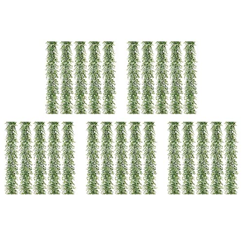 Fltaheroo Künstliche Eukalyptus-Girlande, 25 Packungen mit je 30 Füßen, künstliche Reben, künstliche Pflanzen, zum Aufhängen, für den Hochzeitshintergrund