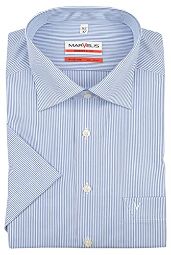 Marvelis Hemd Modern Fit blau/weiss, Zündholzstreifen, Größe 43 - XL