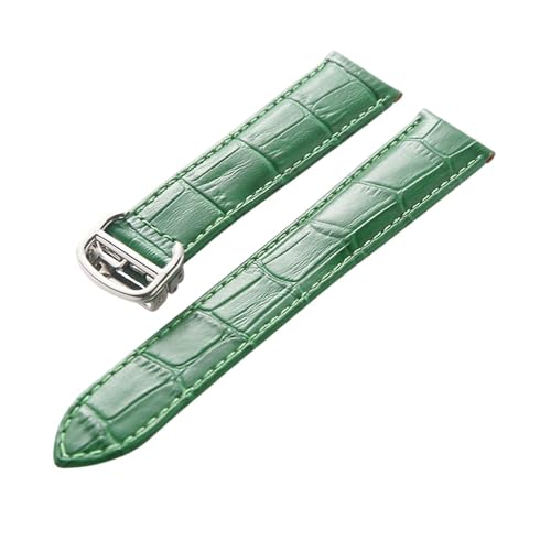 INEOUT Leder-Uhrenarmband, Erste Schicht, Rindsleder, Kompatibles Cartier Tank London-Uhrenarmband, Herren- Und Damenarmband-Zubehör (Color : Green, Size : 21mm)