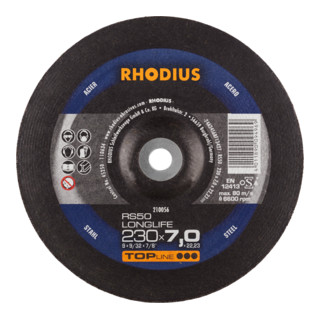 RHODIUS TOPline RS50 LONGLIFE Schruppscheibe 230 x 7,0 x 22,23 mm Stahl