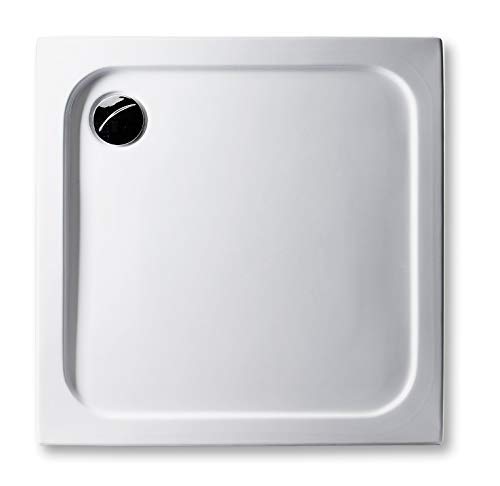 Acryl Duschwanne 80 x 80 cm superflach 2,5 cm, GERADE UNTERSEITE - zum sofortigen Aufkleben geeignet, rechteckig weiß Dusche/Duschtasse/Brausewanne