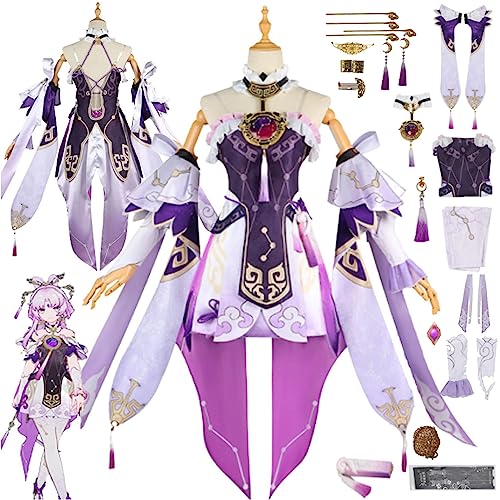 OQHAIR Honkai Star Rail Fu Xuan Cosplay Game Character Uniform, Halloween Karneval Dress Up Anzug Für Frauen Mit Kopfschmuck Perücke Ohrring Für Frauen