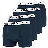 FILA 4er Vorteilspack Herren Boxershorts - Logo Pants - Einfarbig - Bequem - Stretch - viele Farben (Navy, L - 4er Pack)
