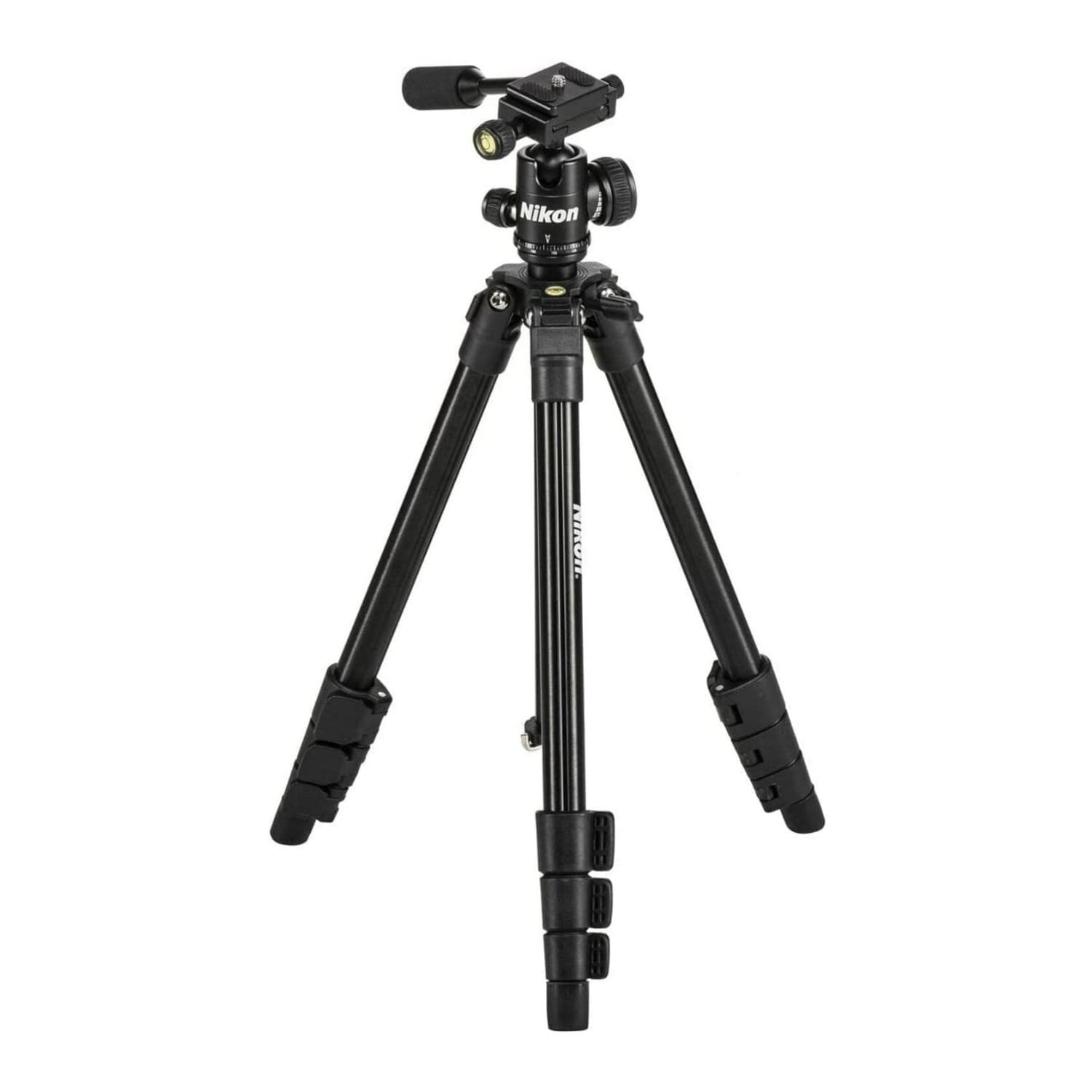 Nikon 16749 Kompaktes Stativ für den Außenbereich, vierteilig, Aluminiumlegierung, erweiterbar, mit Griff und 360-Grad-Aluminium-Kugelkopf (schwarz)