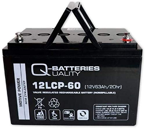 Q-Batteries 12LCP-60 / 12V - 63Ah (C20) Blei Akku Zyklentyp AGM - Deep Cycle VRLA