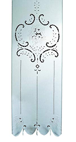 Zenoni & Colombi Paar Vorhänge Bestickt Hand Isabelle Made in Italy Halbleinen verschiedenen Abmessungen 58x240 Bianco