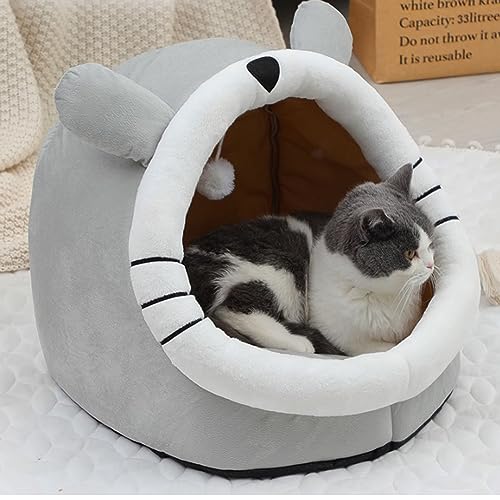 Beruhigendes Katzenhaus für Hauskatzen, waschbar, kleines Hundebett mit wasserdichter Unterseite, rutschfeste Haustiermatte, gemütliches Kätzchen-Welpenbett
