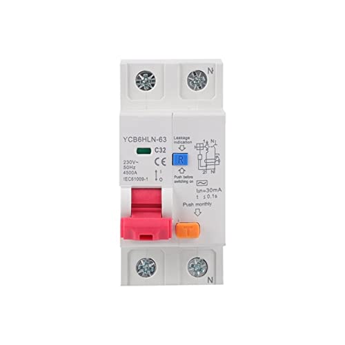 Leitungsschutzschalter 23 0V 50/60 Hz 3 0 mA Reststrahlungsschalter mit Überstrom- und Leckageschutz vom 10.06.20/25/32/40 a (Color : 32a, Size : 1P N)