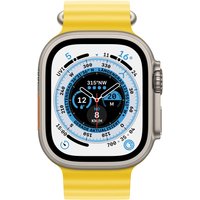 Apple Watch Ultra - 49 mm - Titan - intelligente Uhr mit Ocean band - Flouroelastomer - gelb - Handgelenkgröße: 130-200 mm - 32GB - Wi-Fi, LTE, UWB, Bluetooth - 4G - 61,3 g (MNHG3FD/A)
