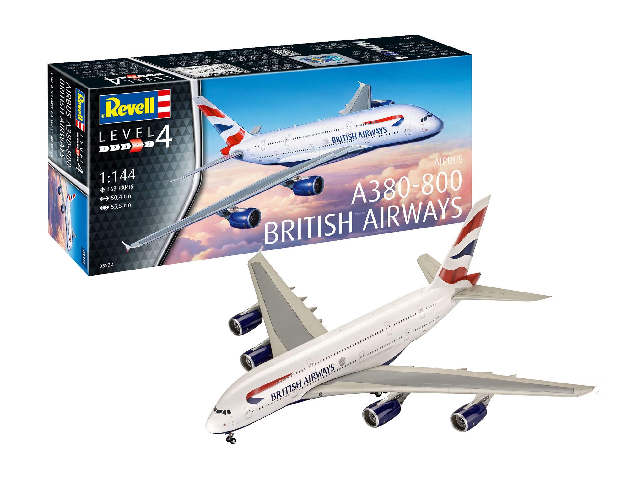 Revell RV03922 3922 Other License 03922 A380-800 British Airways Flugmodell Bausatz 1:144, STK