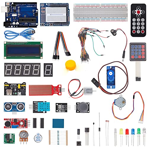 AZDelivery Elektronik Starter Kit Mikrocontroller Board, Stromversorgungsmodul, Servo-, Schritt- und Gleichstrommotoren Sensor Kit kompatibel mit Arduino