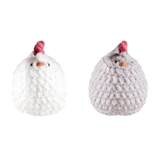 LYEAA Funny Positive Chicken Crochet Doll - Handgefertigtes Strickspielzeug für Geburtstag & Raumdekor