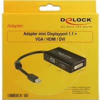 DeLOCK - Display-Adapter - Mini DisplayPort (M) - HD-15, HDMI, 19-polig, DisplayPort (W) - 16cm (DisplayPort 1,1a) - Schwarz (62631)