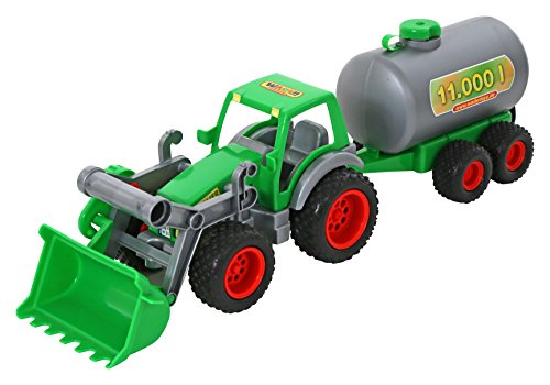 Wader Quality Toys Farmer Technic Traktor + Frontschaufel+Fassanhänger