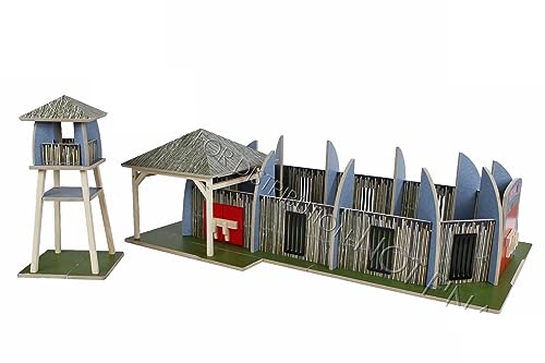Kids Globe Dinoworld Dinopark mit Wachtürmen aus Holz (Dinosaurier-Park mit Hochsitz, Spielzeug für Kinder/Kleinkinder, Dinosauriergehege) 610820