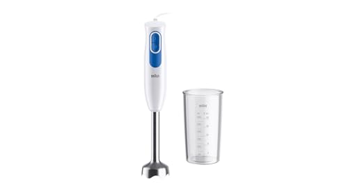 Braun Stabmixer MQ20.001M - MultiQuick 2 Pürierstab mit Edelstahl-Mixfuß, für Saucen, Smoothies und Vieles Mehr, 2 Geschwindigkeiten, inkl. 600 ml Mix- & Messbecher, 600 W, Weiß