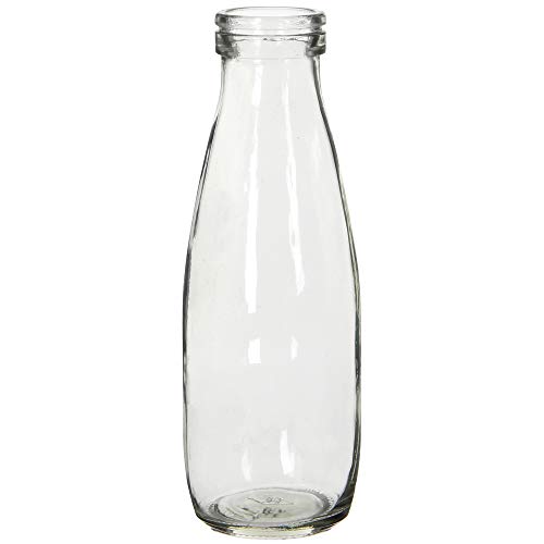 Glasflaschen im Landhausstil als hübsche Blumenvasen - Glasvasen - Dekoflaschen - Fläschchen Vasen - Flaschen - Größe 12 x 21 cm mit Kork