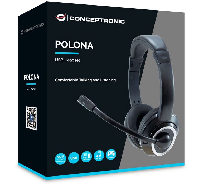 Conceptronic Polona POLONA01B - Headset - ohrumschließend - kabelgebunden - USB - Schwarz