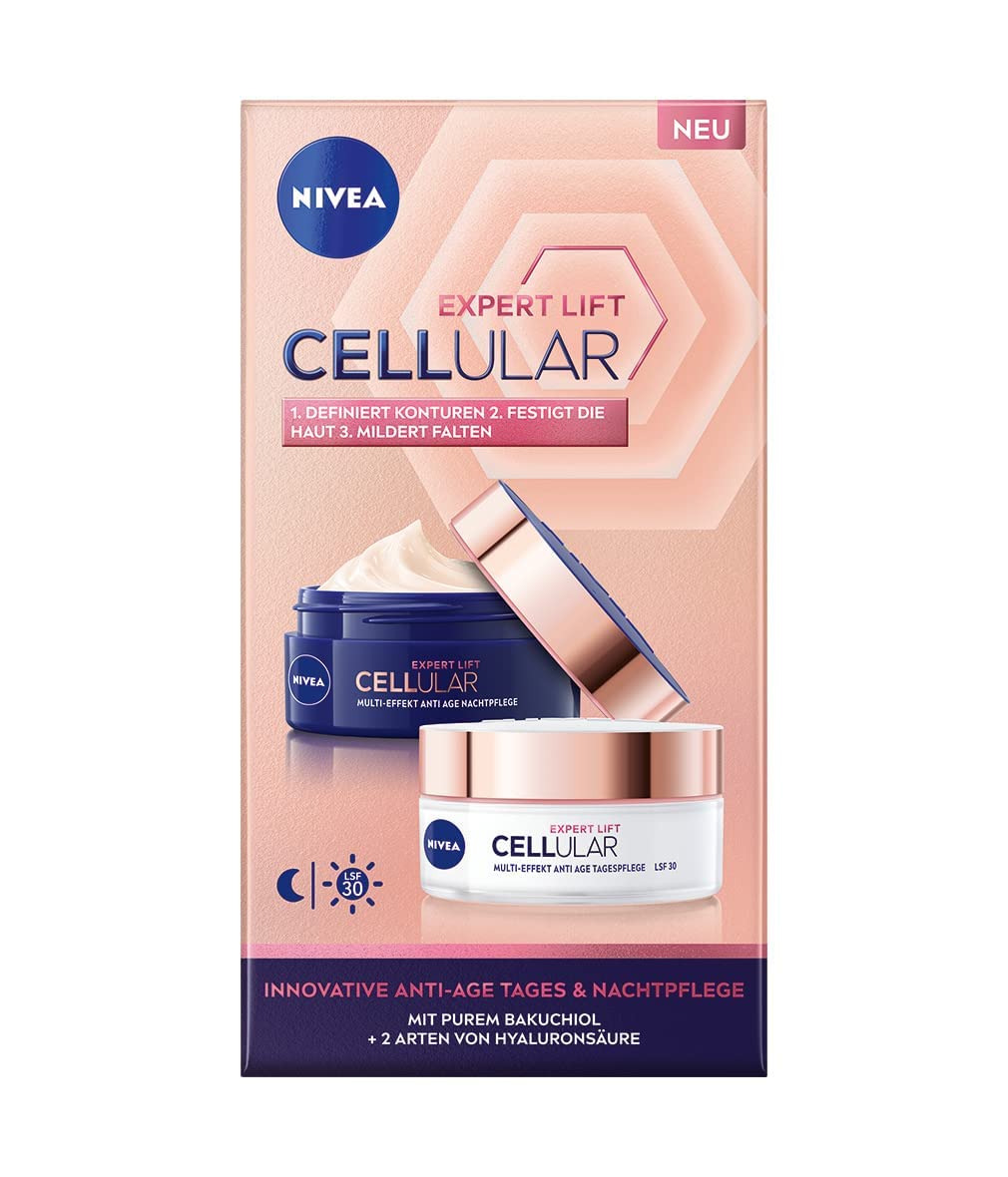 NIVEA Cellular Expert Lift Multi-Effekt Anti-Age Pflegeset Tages- & Nachtpflege, feuchtigkeitsspendende Gesichtspflege für eine straffe und jünger aussehende Haut