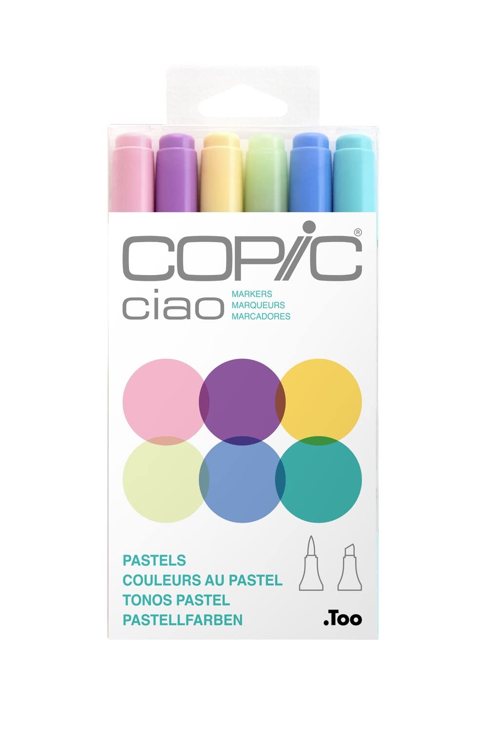COPIC Ciao Marker Set "Pastels" mit 6 Farben, Allround Layoutmarker, im praktischen Acryl-Display zur Aufbewahrung und einfachen Entnahme